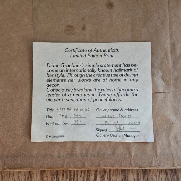 Vtg DIANE GRAEBNER Let's Be Friends Numbered Signed AMISH Girl Boy Dogs Cat Tree - Picture 6 of 6